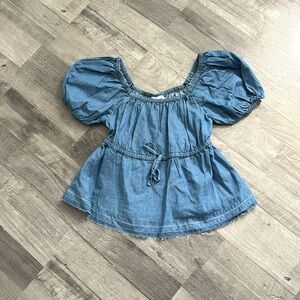 Planet Heart Juniors' Puff-Sleeve Denim Top XS